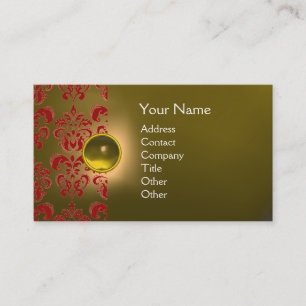 CHIC DAMASK GEM MONOGRAMM gelb rot Visitenkarte
