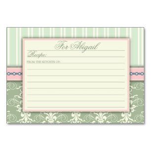 Chic Damask & Stripe Rezept Card Tischnummer