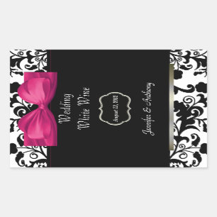 Chic Damask Wedding Wine Flaschen Aufkleber