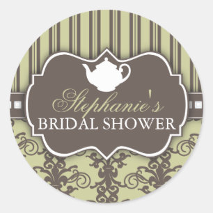 Chic-Damast-Vintager Brautparty-Tee-Aufkleber Runder Aufkleber