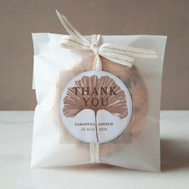 Chic Danke Terracotta Ginkgo Gastgeschenk Hochzeit Runder Aufkleber