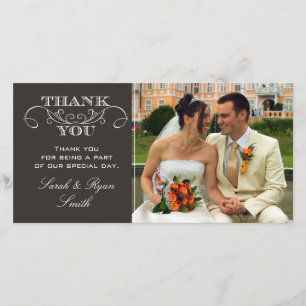 Chic-danken schwarzes Hochzeits-Foto Ihnen Karten