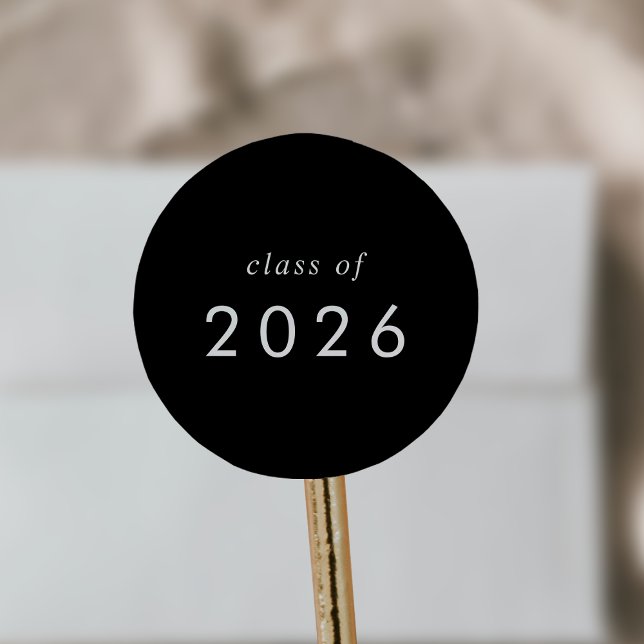 Chic Dark Black Class of 2025 Abschluss Sticker (Chic Dark Black Class of 2026 Graduation Sticker)