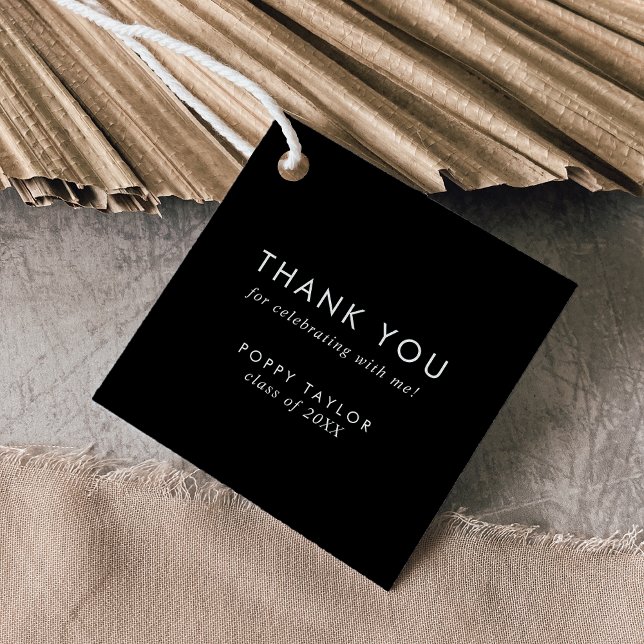 Chic Dark Black Danke Abschluss Geschenkanhänger (Von Creator hochgeladen)