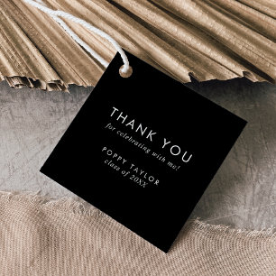 Chic Dark Black Danke Abschluss Geschenkanhänger