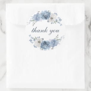 Chic Dark Blue Ivory Floral Wedding Vielen Dank Runder Aufkleber