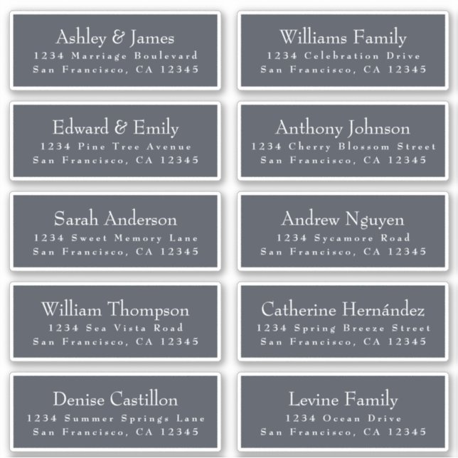 Chic Dark Blue Wedding Guest Address Labels (Vorderseite)