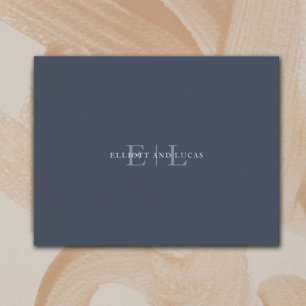 Chic Dark Blue Wedding Monogram Note Card Mitteilungskarte
