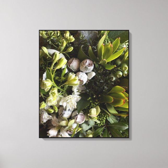 Chic Dark Green Botanical Leaves Leinwanddruck (Vorderseite)