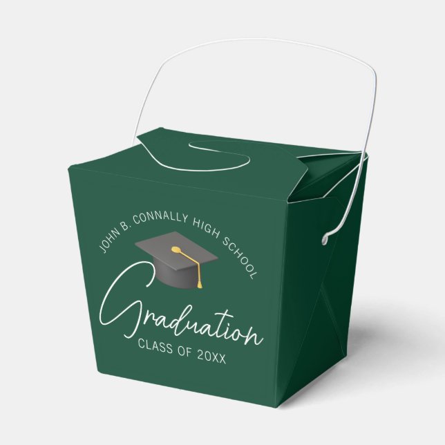 Chic Dark Green Custom Graduation Party Fortune Geschenkschachtel (Vorderseite)