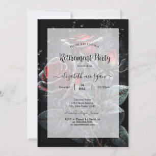 Chic Dark Red Roses Drops Frame Ruhestand Einladung