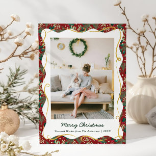 Chic Dark Red Vintag Greenery Weihnachten 1 Foto