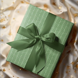 Chic Dark Sage Light Forest Green Striped Zigzag Geschenkpapier