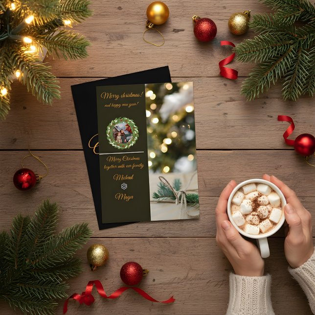 Chic Dark Snowflake Christmas Photo Card Einladung (Von Creator hochgeladen)