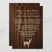 Chic Dark Wood Deer Wild Life Einladung