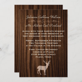 Chic Dark Wood Deer Wild Life Einladung