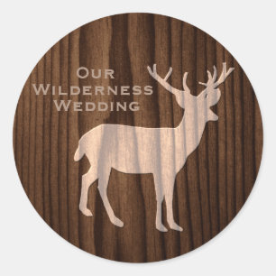 Chic Dark Wood Wild Life Wedding Sticker