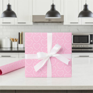 Chic Decorative Pink Hearts Muster Wrapping Paper Geschenkpapier Set