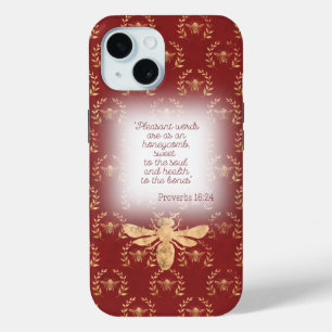 Chic Deep Red Gold Biene Kranz Gitter Glaube Case-Mate iPhone Hülle