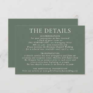 Chic Deep Sage Wedding Details Enclosure Card Begleitkarte
