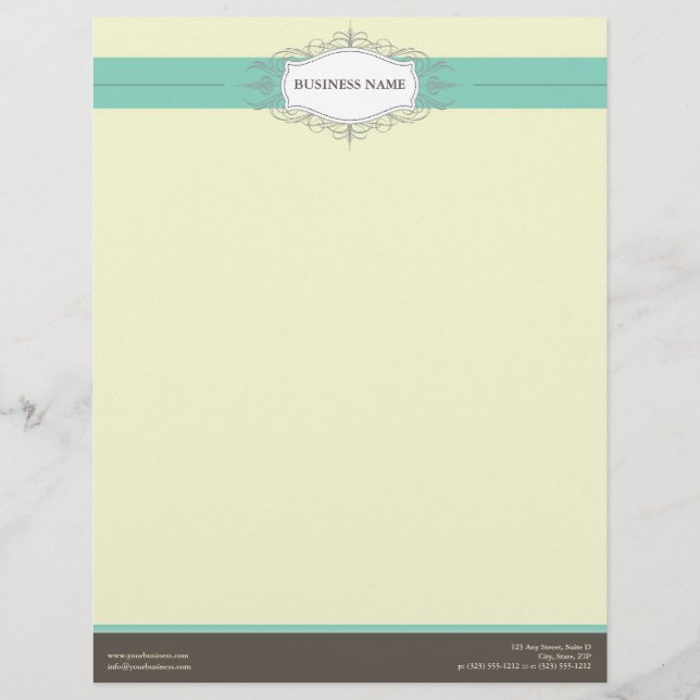 Chic Deko Aquamariner, individueller Letterhead Briefbogen (Vorderseite)