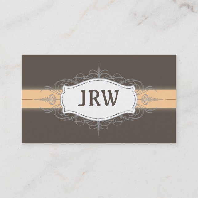 Chic Deko Frame Monogram Pfirsich Business Card Visitenkarte (Vorderseite)