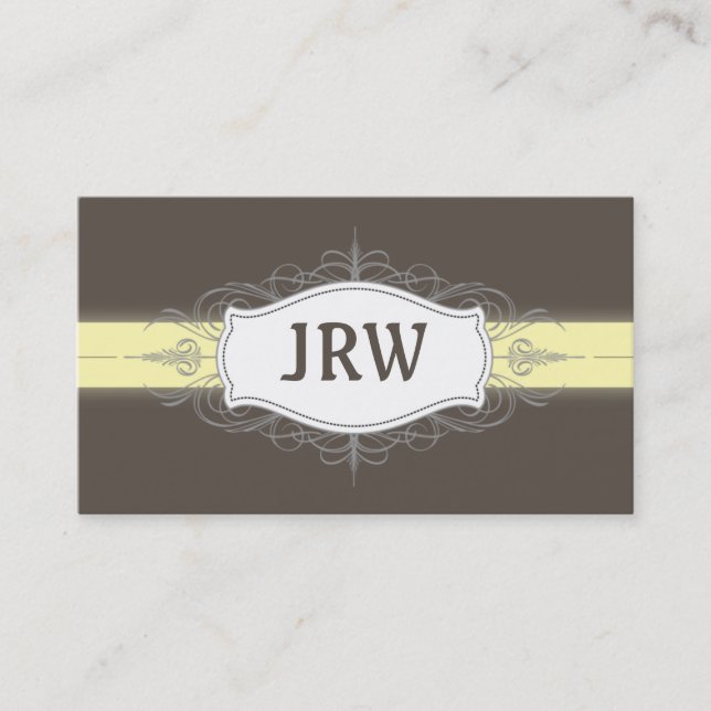 Chic Deko Frame Monogram Yellow Business Card Visitenkarte (Vorderseite)