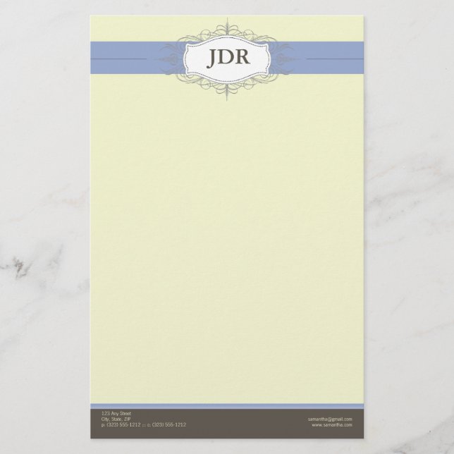Chic Deko Periwinkle Customized Stationery Briefpapier (Vorderseite)