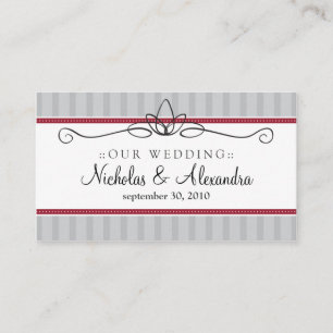 Chic Deko Silver/Red Wedding Website Card Begleitkarte