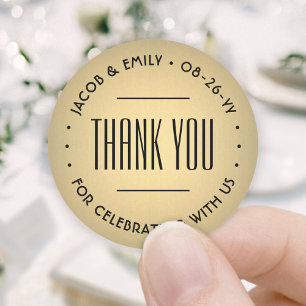 Chic Deko Typografie Vielen Dank Gold Imitate Foil Runder Aufkleber