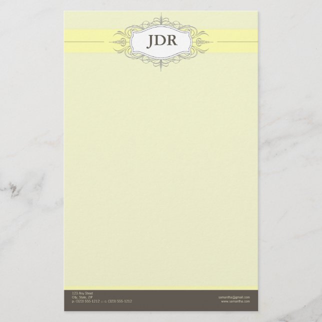 Chic Deko Yellow Customized Stationery Briefpapier (Vorderseite)