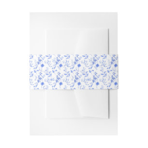 Chic Delft Blau Weiß Chinoiserie Blumenstrauß Einladungsbanderole
