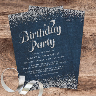 Chic Denim & Diamonds Geburtstagsparty Einladung