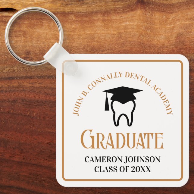 Chic Dental School Custom Gold Abschluss Geschenk Schlüsselanhänger (Vorderseite)