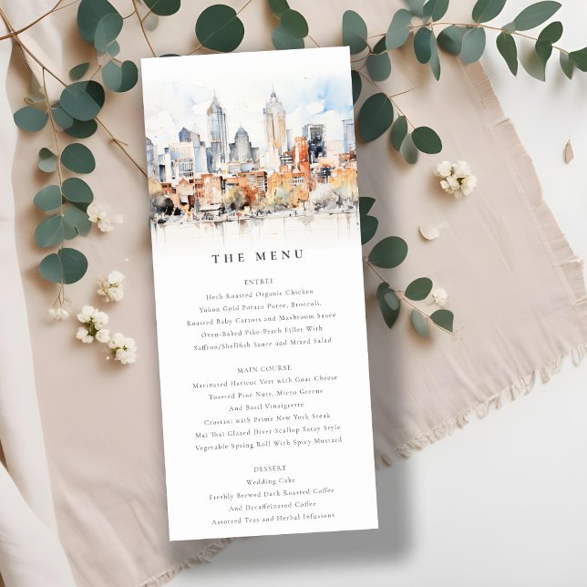 Chic Denver Colorado Skyline Wedding Menu Card Einladung (Von Creator hochgeladen)
