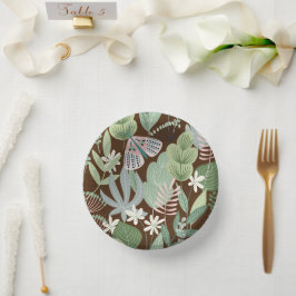 Chic Desert Brown Retro Butterfly Foliage Garden Pappteller