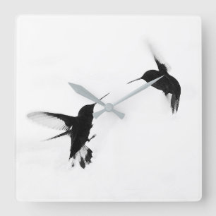 Chic Design Hummingbird Clock Quadratische Wanduhr
