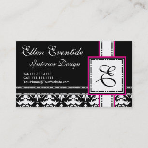 Chic Designer Lady Pink und Black Monogram Visitenkarte