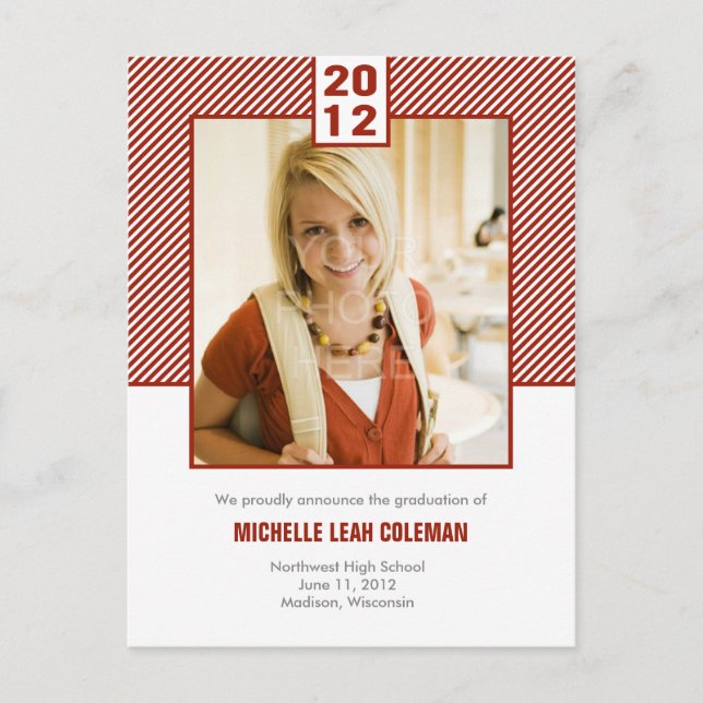 Chic Diagonals Abschluss Ankündigung/Einladung Einladungspostkarte (Vorderseite)