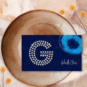 Chic Diamond Blue Agate Initial G Letter Monogram Visitenkarte