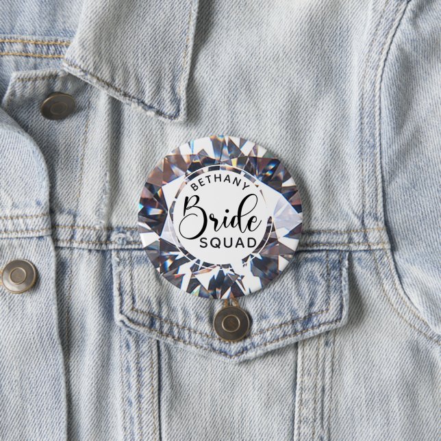 Chic Diamond Bride Squad Personalisiert Button (Beispiel)