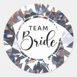 Chic Diamond Script Team Bride Runder Aufkleber