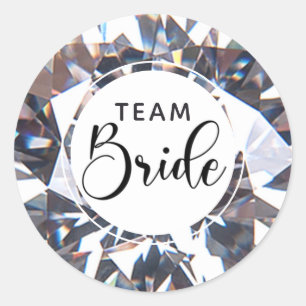 Chic Diamond Script Team Bride Runder Aufkleber