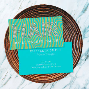 Chic Diamonds Gold Aquamariner Friseur Friseur Visitenkarte