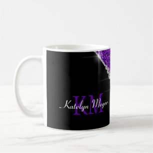 Chic Diamonds Lila Glitzer Mit Monogramm Kaffeetasse