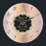 Chic Diamonds Rose Gold 50 Wedding Anniversary Große Wanduhr<br><div class="desc">Elegante Golddiamanten Hochzeitstag Uhr.</div>