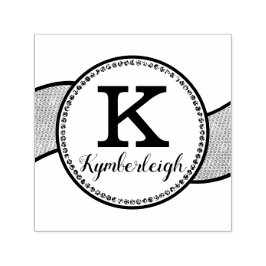 Chic Diamonds Wavy Ribbon Girly Glam Monogram Name Permastempel