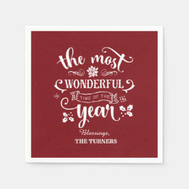 Chic Die wunderbarste Zeit des Jahres Monogramm Serviette