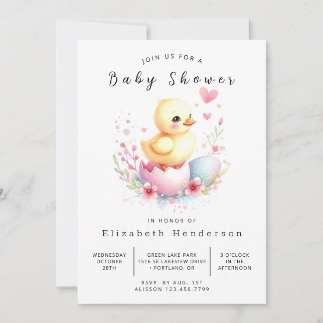 Chic Digital Duck Baby Showdusche Einladung (Vorderseite)