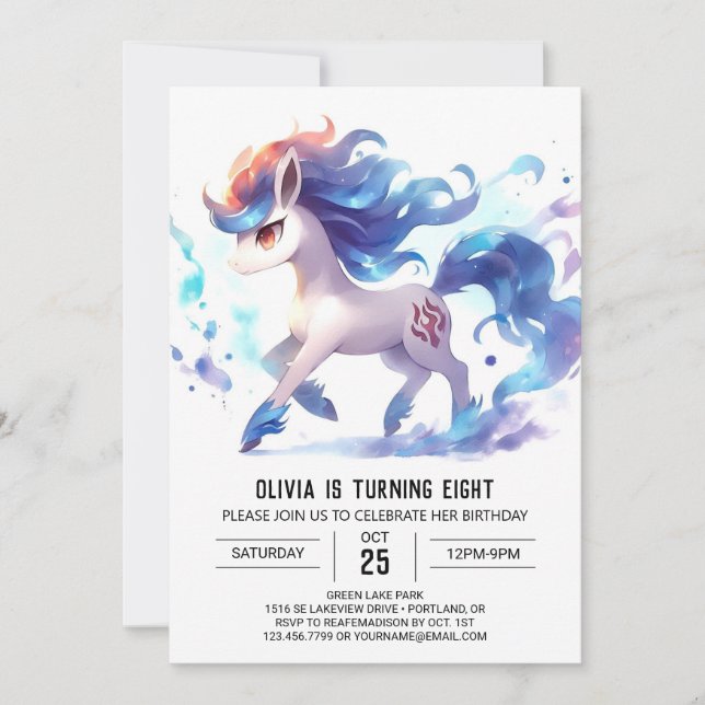 Chic Digital Horse Geburtstag Einladung (Vorderseite)